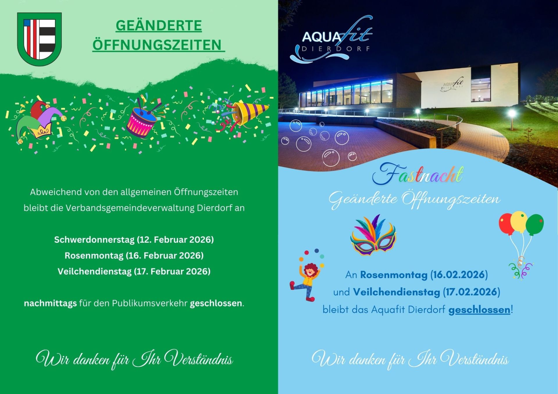 geänderte Öffnungszeiten - 1