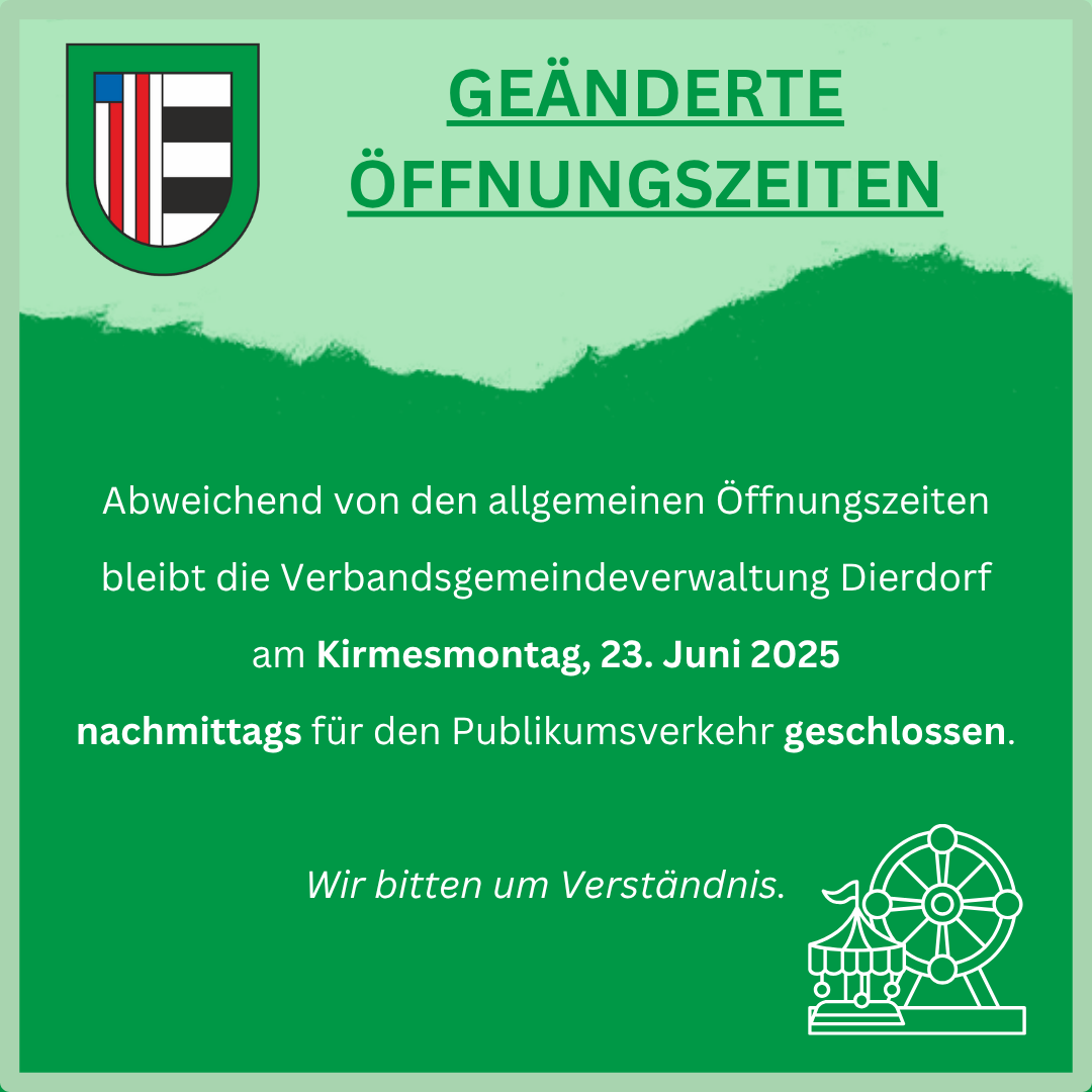 Geänderte Öffnungszeiten Kirmes 2024 - 1 Geänderte Öffnungszeiten Kirmes 2024 - 1