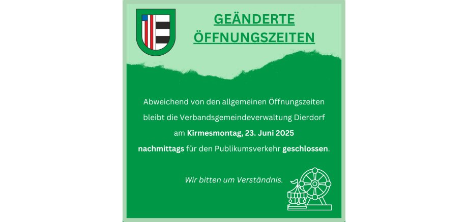 Geänderte Öffnungszeiten Kirmes 2024 - 1